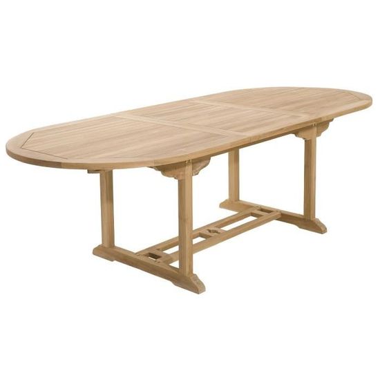 Table En Bois Teck Massif Ovale Extensible De Jardin 180 240 Cm