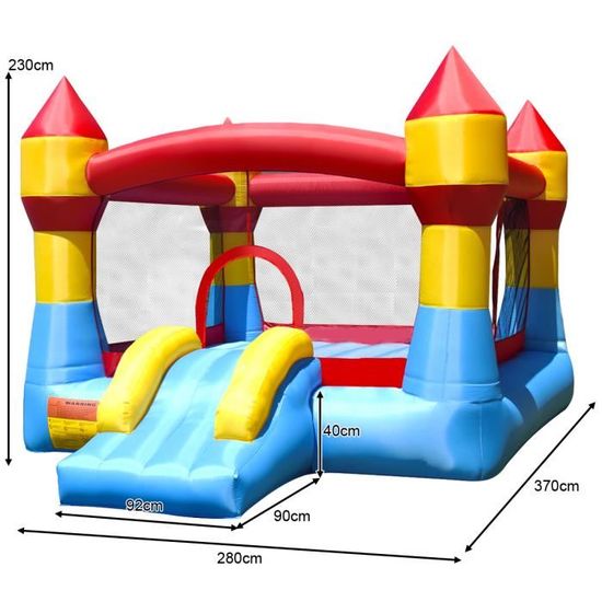 Giantex Chateau Gonflable Pour Enfant Avec Ventilateur 480w Toboggan En Forme De Clown Ferme Par Filets 370x280x230cm Cdiscount Jeux Jouets