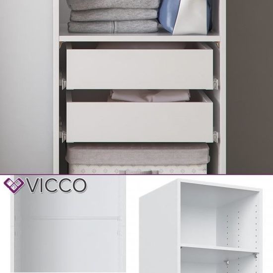Armoire Ouverte Etagere Blanche 50 X 200 X 50 Cm Tiroirs Achat