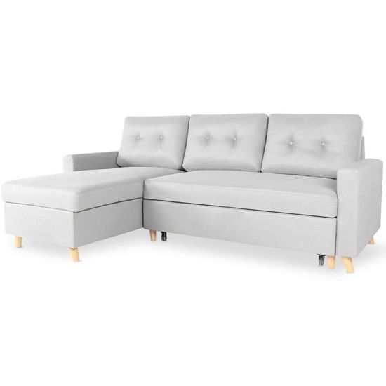Artisan Il Ajoute Des Tissus Aux Meubles Canape D Angle Convertible Reversible Falko Tissu Gris Style Scandinave Achat Vente Canape Sofa Divan Cdiscount