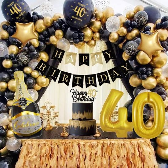 Decoration anniversaire 40 ans homme femmes, or blanc ballons anniversaire  40 ans avec deco 40 ans bannière de joyeux anniver[71] - Cdiscount Maison