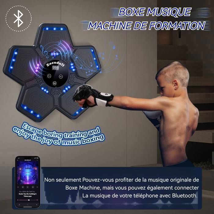 Machine de Boxe Musicale Bluetooth Intelligente Avec Gants, Support Mural, Équipement d'Entraînement pour Adultes et Enfants, Maison, Bureau, Salle de Sport Machine de Boxe Musicale Bluetooth Intelligente Avec Gants, Support Mural, Équipement d'Entraînement pour Adultes et Enfants, Maison, Bureau, Salle de Sport