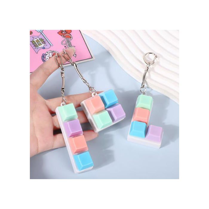 Porte-clés Fidget Clavier Mécanique – 4 Touches Cliquables, Capuchons Amovibles, Anti-stress – Cadeau Original