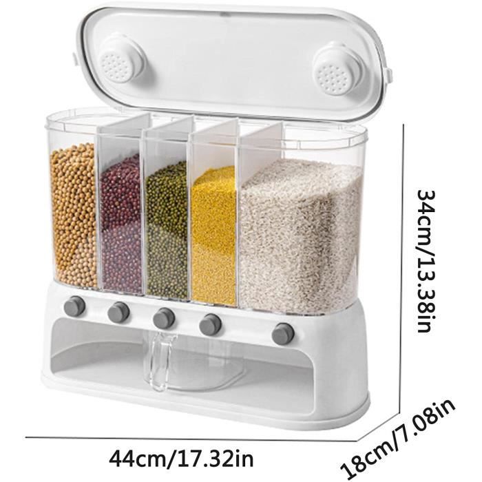 Seau à riz domestique avec couvercle, distributeur automatique de grains de  riz avec tasse à mesurer, grande boîte de rangement pour aliments secs à