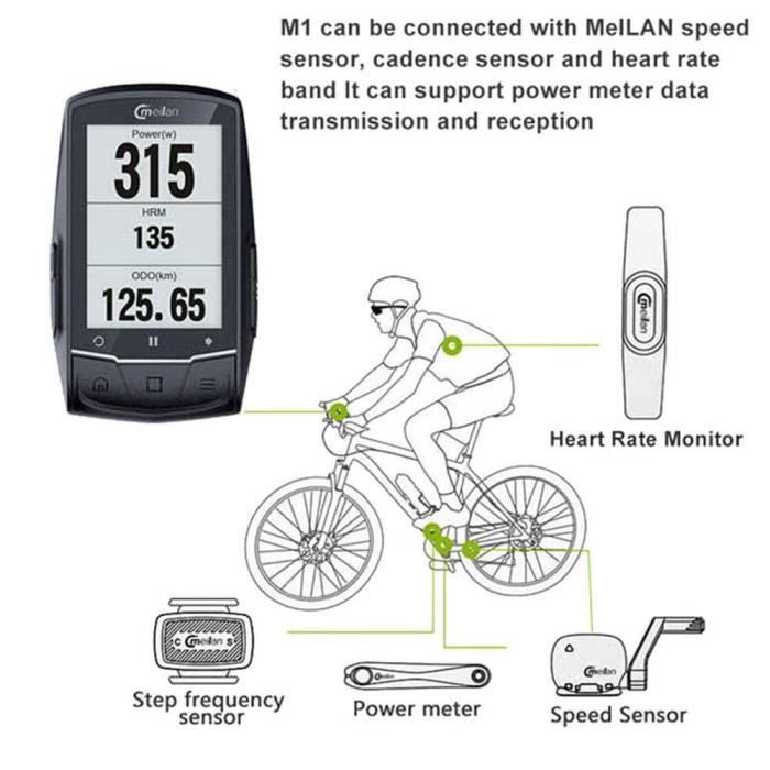 NEWBOLER – compteur de vélo GPS sans fil, Bluetooth ANT +, étanche