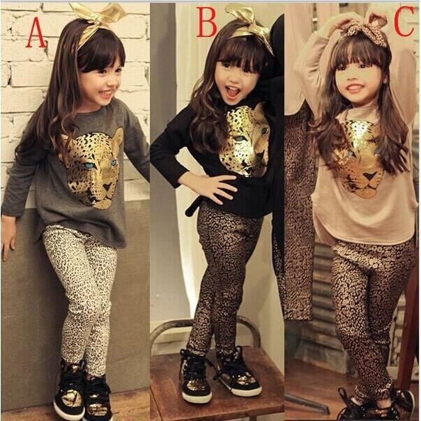 2 8 Ans Tenue Enfant Filles Leopard T shirt Legging Automne Hiver 2PCS Ensemble Vetement Haut Pantalon Gris Cdiscount Pret a Porter