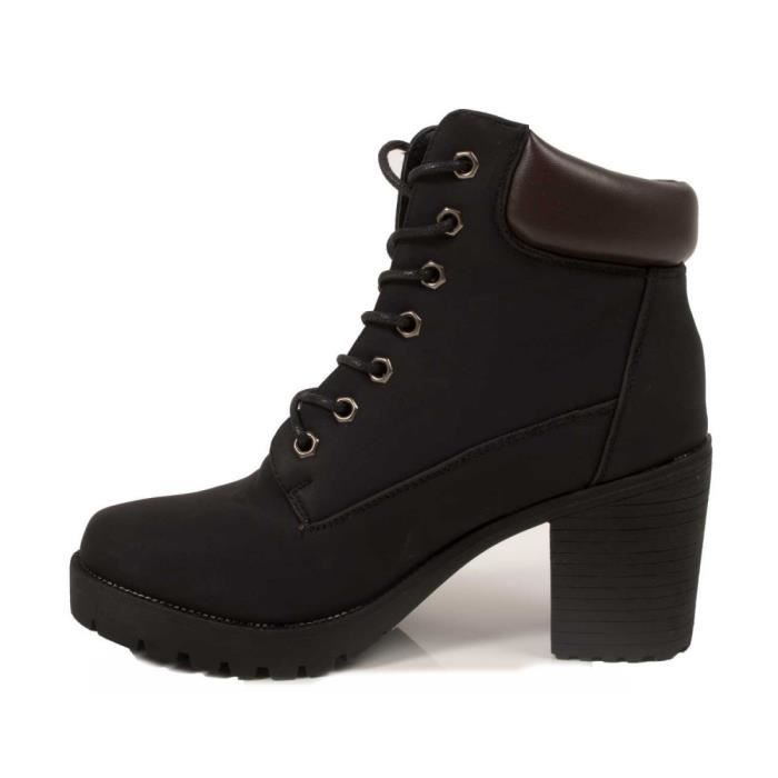 Boots femme rangers talon pais Primtex Noir Hauteur 5