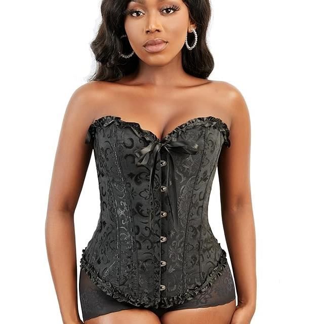 Gaine Amincissante Corset, Corset Femme Noir Grande Taille Gothique Satin  Sein Nu Minceur Lingerie avec Ruban Lacet et G-String Noir - Cdiscount  Prêt-à-Porter