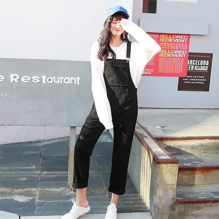 Combinaison en sales jean noir femme