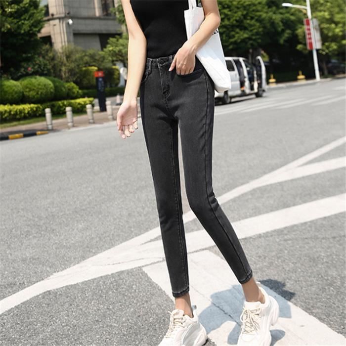 Pantalon extensible sales femme taille haute