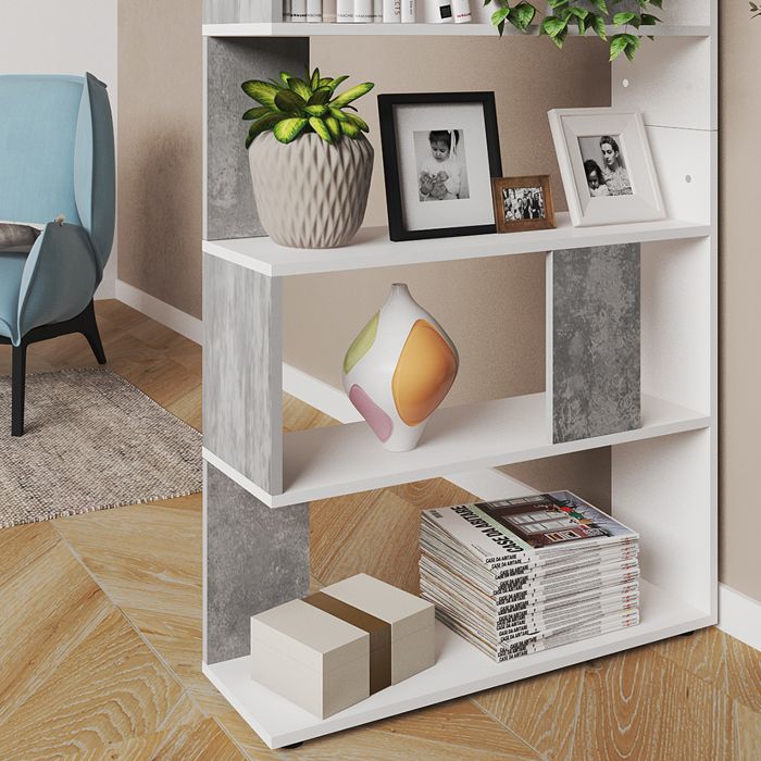 Cloison / Séparateur Pour Bibliothèque Vicco - 16 Compartiments - Design Béton - MDF - 138.5x142.5x29 Cm