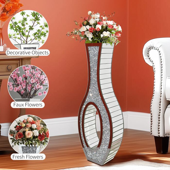 Vase à Fleurs 35,5 Cm Métal Rustique Noir Motif Doré - Décoration Élégante