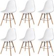 6PCS Chaises longues avec pieds en bois trapézoïdaux blanc Foncé - Chaises Scandinave, Plastique-Résine 41*46*82cm-0