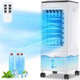 Climatiseur évaporatif mobile 6L 60W silencieux 40dB, 3 vitesses, 4 blocs réfrigérants, ventilateur à eau
