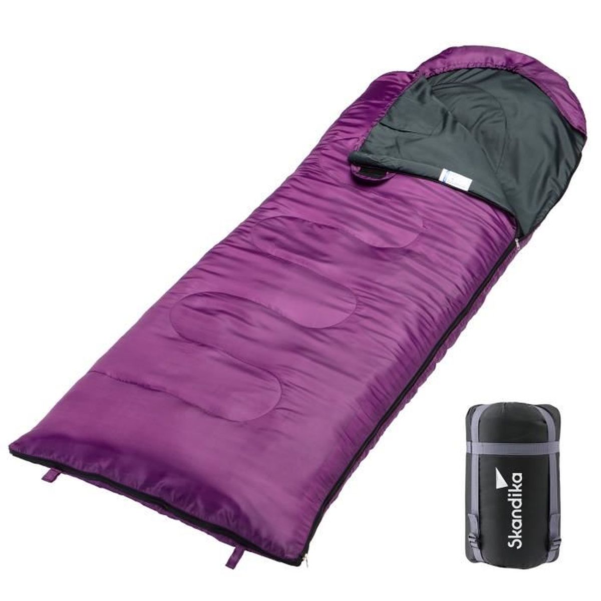 Skandika Skye Sac de Couchage Rectangulaire 220x75 cm Jumelable Violet Zip Droit