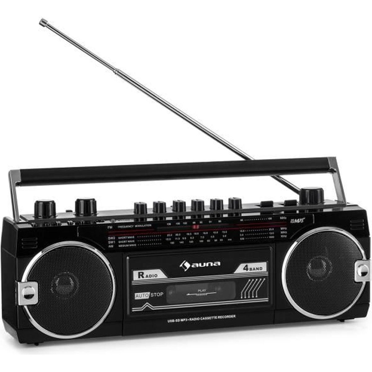 Radio cassette auna Duke MKII avec radio FM , lecteur K7 USB SD et
