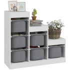Meuble de rangement pour jouets des enfants - AIYAPLAY - avec 6 bacs amovibles - 3 niveaux de rangement - 96 x 38,5 x 90 - gris