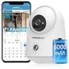 GENBOLT 2K Camera Surveillance WiFi Interieur sans Fil, Pan/Tilt Camera Interieur 4800mah, Détection Humaine PIR, pour Bébé,