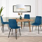 IDMARKET Lot de 4 chaises MILA en velours bleu pour salle à manger