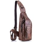 LANXI Sac de Poitrine Homme Charminer Sac Rétro en Bandoulière en Cuir Vntage D'affaire Poche pour Voyage Randonnée Sport Marron