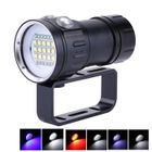 Lampe Plongée étanche IPX8 – 18000 Lm, 500 M, Rouge/bleu, 80 M Profondeur, 15+6+6 LEDs, Pour Plongée