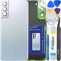 Vitre Arrière pour Samsung Galaxy S21+ Plus G996 Argent Coque Cache Batterie avec Lentille de Caméra, Adhésifs, Kit Outils, Gu[833]