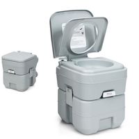 COSTWAY WC Chimique Portable Toilette Seche - 20L en HDPE pour Camping Car,Caravane et Hôpital Charge Max. : 100 kg Gris