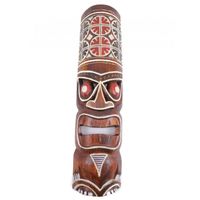 Masque Tiki Maori 50cm en bois sculpté Marron