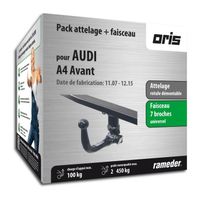 Attelage - Audi A4 B8 Avant - 04/08-12/15 - rotule démontable - Oris - Faisceau universel 7 broches