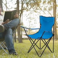 Chaise de camping pliante portable avec porte-gobelet, 80*50*50cm Bleu