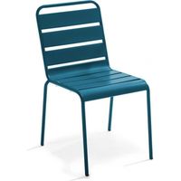 Chaise de jardin - OVIALA - Palavas - Acier - Bleu Pacific