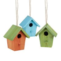 Relaxdays Maison à oiseaux nichoir perchoir en bois coloré à suspendre - 4052025970895