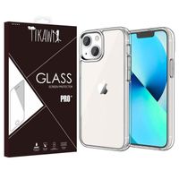 Tikawi Coque Iphone 13 (6.1") Transparente + Film de protection en verre trempé HD, Gel Souple Haute Protection, Fine et légère