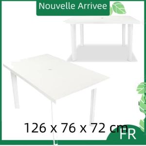 TABLE DE JARDIN  Table de jardin - CHAUD JID - Blanc - 126 x 76 x 72 cm - Résistant aux intempéries et facile à nettoyer