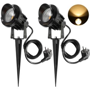 Bloomwin Lampe Pelouse 4 x LED Projecteur Lamp COB 9W 12V IP65 avec Piquet A Planter /Éclairage Ext/érieur Pour Jardin All/ée Terrasse Patio Blanc Chaud
