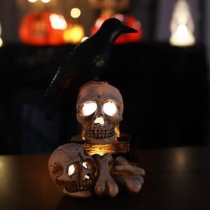 DÉCORATION LUMINEUSE HEG Lampe Squelette De Crne D'Halloween Lampe Squelette D'Halloween En Résine, Deco Fete 1 Paire De Lampadaires Lampe Corbeau