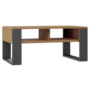 TABLE BASSE Table basse rectangulaire style loft - AUREA - Dimensions 90x58x50 cm - Gris - CDF