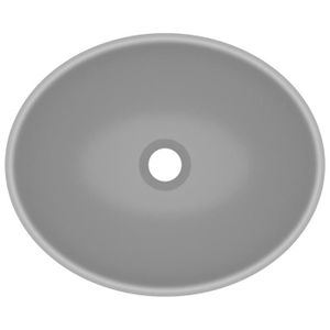 LAVABO - VASQUE Lavabo ovale de luxe Gris clair mat 40x33 cm Céramique Mothinessto LY8772