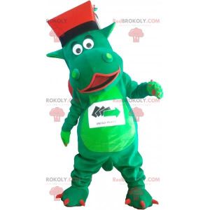 DÉGUISEMENT - PANOPLIE Mascotte de dinosaure géant vert avec un chapeau -