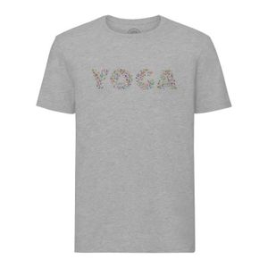 T-SHIRT T-shirt Homme Col Rond Gris Yoga Lettres Postures 