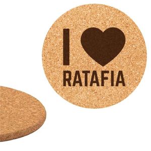 DESSOUS DE PLAT  Dessous de plat en liège 18cm gravé I love Ratafia