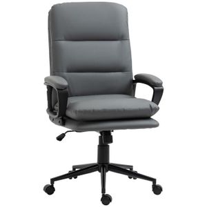CHAISE DE BUREAU Chaise de bureau ergonomique - hauteur réglable, pivotante 360° - accoudoirs rembourrés - acier noir synthétique gris