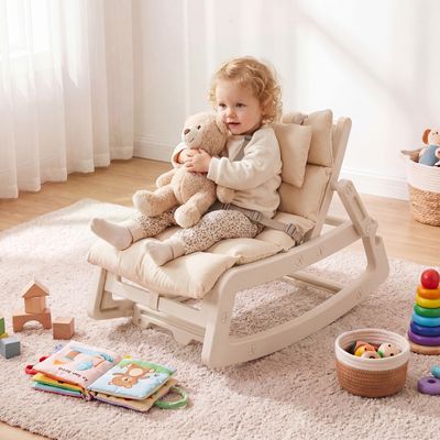 COSTWAY 4 en 1 Chaise à Bascule en Bois Enfant avec Siège Amovible, Arche d'escalade Montessori avec Poignée & Dossier, 35° Balancement, Charge 50kg COSTWAY 4 en 1 Chaise à Bascule en Bois Enfant avec Siège Amovible, Arche d'escalade Montessori avec Poignée & Dossier, 35° Balancement, Charge 50kg