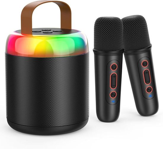Micro Karaoké Enfant Sans Fil - 2 Micros Avec Lumières LED - Cadeau Pour Fille 3-12 Ans
