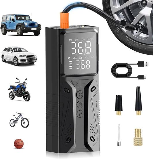 Gonfleur Pneus Voiture Compresseur Air: 150 PSI Mini Portatif Avec Batterie De 6000 Compresseur à Air