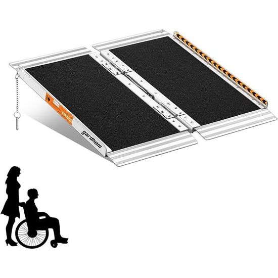 Rampe D'Accès Trottoir Fauteuil Roulant 50x27x7 Cm - Seuil Voiture Charge 6600 Lbs