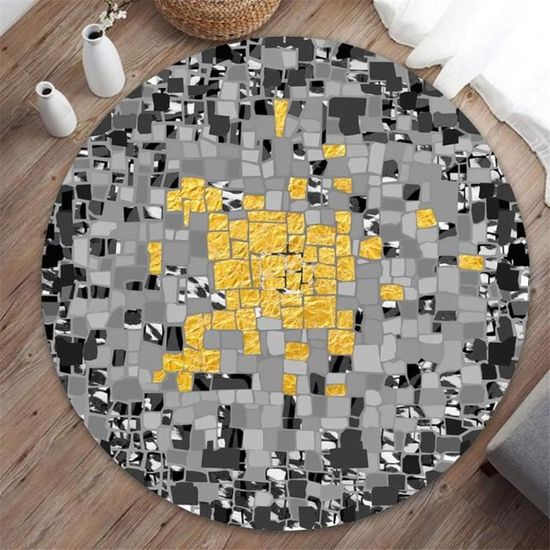 Morbuy Tapis Rond Lavable En Machine, Style Chinois 3D Bleu Doré Interieur Anti Slip Chambre à Coucher Salon Tapis D'Entrée Absorbant Antidérapant (120cm,Koi Doré