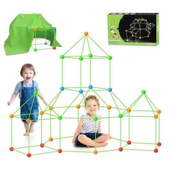 Kit Construction Fort Enfant 480 Pièces SIENIANLINE - Tubes Et Connecteurs Multicolores