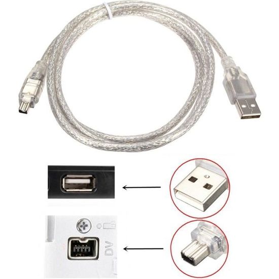 Hxchen 2Pcs 120cm/4ft USB Male To FireWire Cable 4 Pin To 4