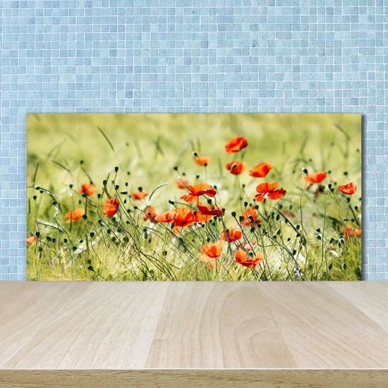 Tulup Panneaux De Cuisine Sur Verre - 100x50cm - Fleurs